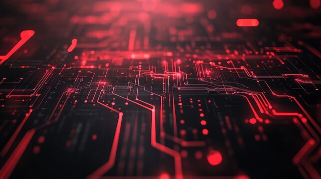 Dynamic tech-themed background with red circuits