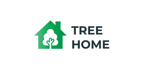 Tree Home Logo Design. This Logo merge with Tree and Home icon in creative way.