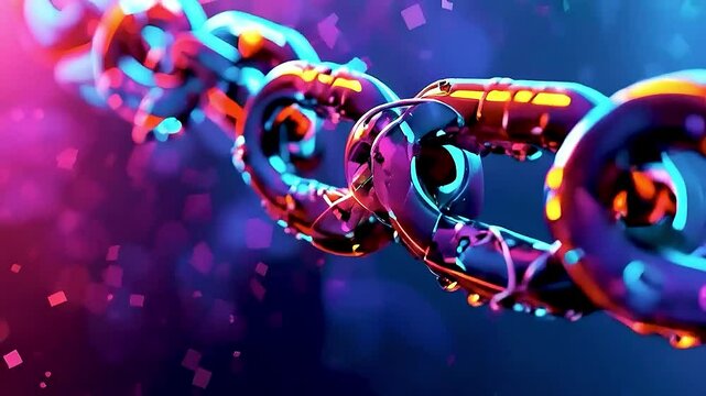 a chain  with  a blue and purple background