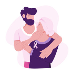 Cancer support illustration in flat style 