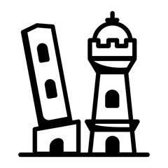 A doodle icon of bologna towers  © Prosymbols