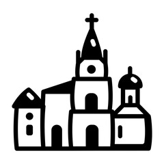 A doodle style icon of oviedo cathedral 
