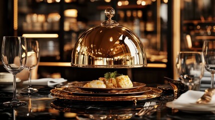 Golden restaurant cloche, black friday, black friday sale, food cover dish, private sale event, luxury, black and gold, fashion, luxury store, fancy
