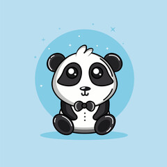 Vector cute baby panda cartoon. Flat cute animal vector illustration, flat icon sticker isolated.