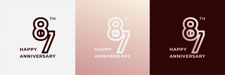 Logo 87th, 87 years anniversary, Creative design template for celebration, greeting and invitation. Editable file