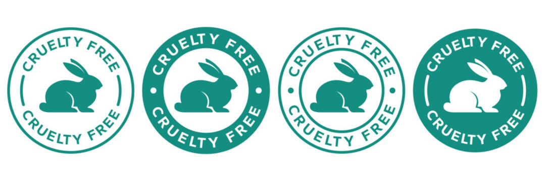 Cruelty Free label, logo, badge, icon, sticker, symbol, emblem, stamp, green, line, flat vector, isolated illustration. Cruelty free not tested on animals label for product packaging design.