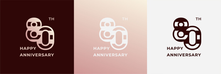 Logo 80th, 80 years happy anniversary, Creative design template for celebration, birthday, greeting and invitation. Editable file
