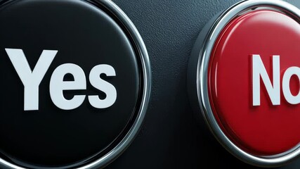 Red button slowly moving from no to yes on panel