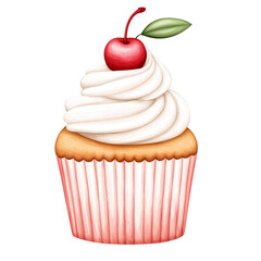 Delight in this fluffy cupcake topped with whipped cream and cherry, perfect for any celebration or sweet treat craving. Its charming design adds joyful touch to desserts