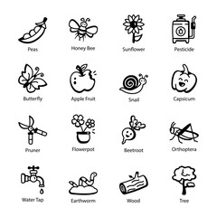 Bundle of Nature Doodle Style Icons 



