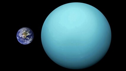 Image comparing the sizes of Uranus and Earth.