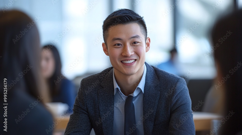 Poster Professional Young Man Smiling in an Office Setting