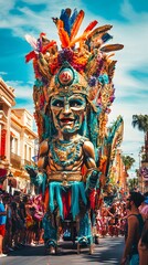 Fototapeta premium 53. A colorful parade with floats and performers celebrating a festival