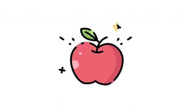 apple fruit icon animation video for autumn season, apple motion graphic video design