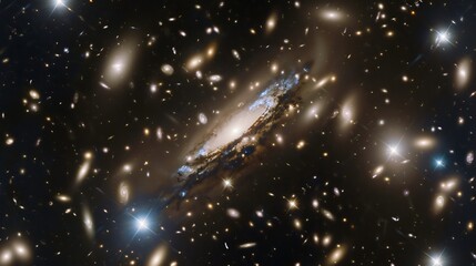 Beauty of a galaxy illuminated by cosmic energy and dark matter in the depths of outer space