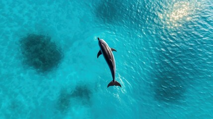 Obraz premium Dolphin Swimming in Clear Blue Ocean Waters