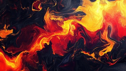 Abstract Art: Swirling Red, Yellow, and Black Colors Abstract Artwork