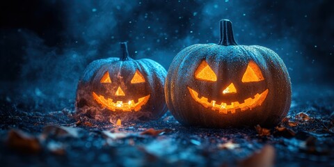 Naklejka premium An old garden blooms anew each Halloween, then fades away