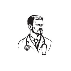 Medical Doctor, Physician Icon with Stethoscope Sign