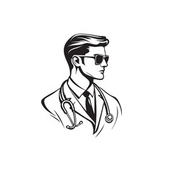 Fototapeta premium Medical Doctor, Physician Icon with Stethoscope Sign