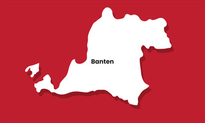 Banten silhouette map with red background