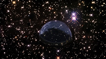 Event horizon of a black hole in deep space illuminated by cosmic phenomena