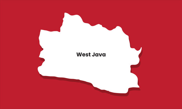 West Java silhouette map with red background