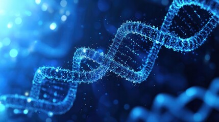 Abstract dark and blue digital background. Big data digital code, Data Communication and Transfer of DNA Biology. Futuristic information technology concept.