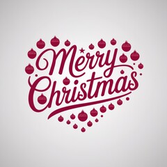 Merry Christmas Heart Design with Ornaments for Holiday Cards and Posters