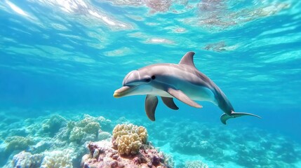 Graceful Dolphin Swimming in Clear Tropical Waters
