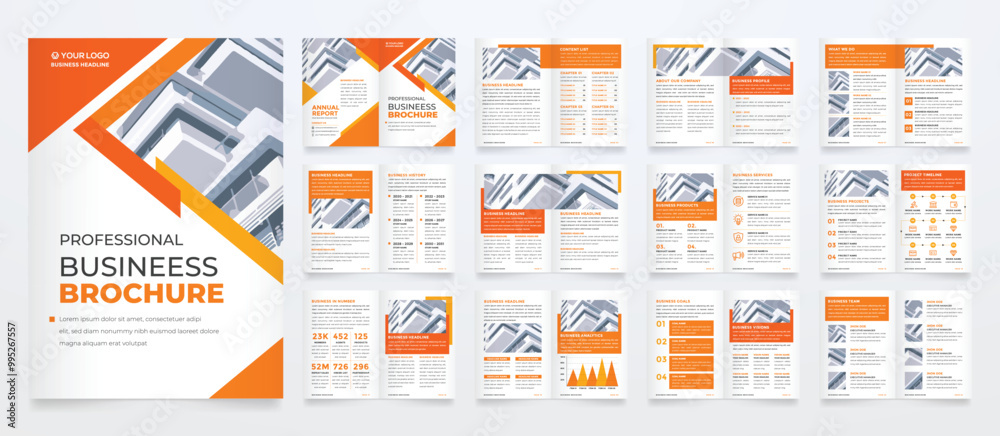 Wall mural set of minimalist business brochure template with simple style and modern layout