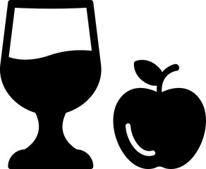 Wine glass and apple. Vector Icon