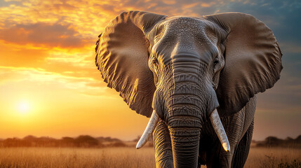 elephant at sunset, AI generated