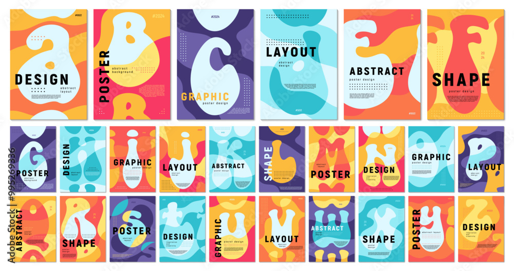Poster groovy typography book covers and hippie alphabet for poster template layout, vector backgrounds. gr
