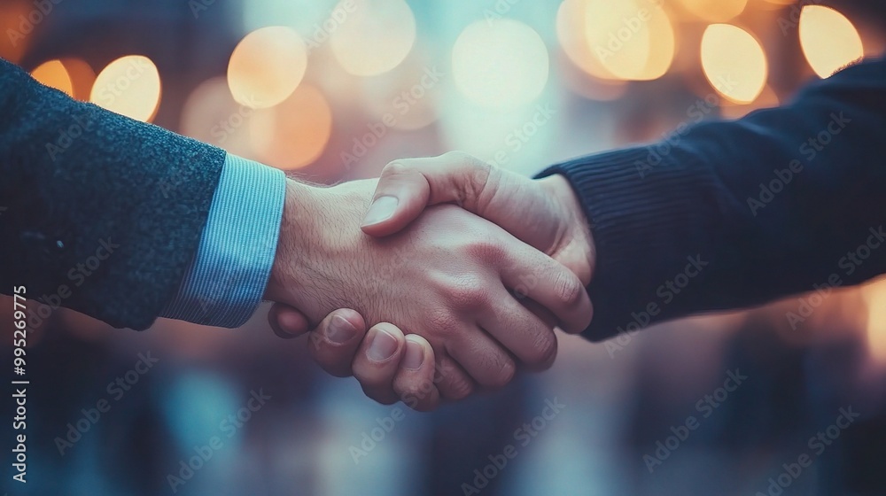 Wall mural Warm Handshake Between Two People in Soft Lighting