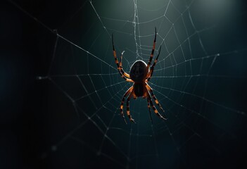 A spider weaves an intricate web in a dark corner, creating a perfect Halloween ambiance
