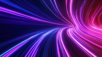 3D panoramic neon background with glowing purple, violet, and pink lines, creating a striking effect under ultraviolet light