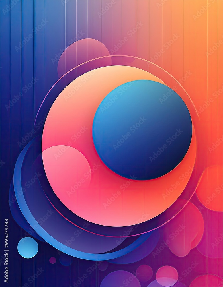 Wall mural Abstract circles in blue, pink, and orange