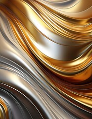 Obraz premium Abstract gold and silver waves
