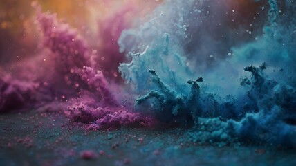 Fototapeta premium A vibrant explosion of swirling, multicolored smoke dances across the canvas ,vector illustration.