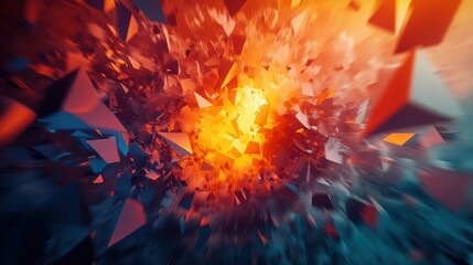 Abstract geometric background in 3D, with an explosion power design and a visually dramatic crushing surface effect