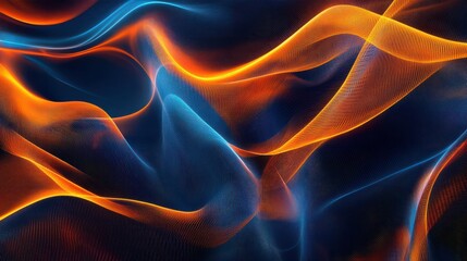 Obraz premium Abstract blue and orange background with lines - Generative Ai