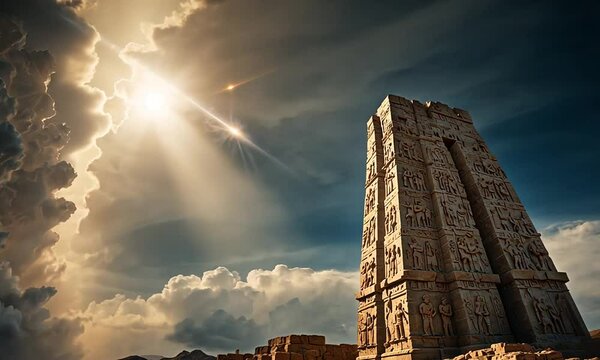 Realistic Annunaki descend from heaven to earth in ancient Sumer