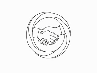 A Single Line Handshake: A Symbol of Unity and Collaboration in the Workplace