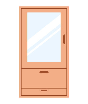 recommend clip art: Home furniture wooden cupboard with mirror clipart flat illustration 