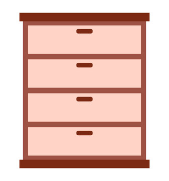 recommend clip art: Drawer cupboard storage brown wooden furniture interior clipart flat illustration sticker