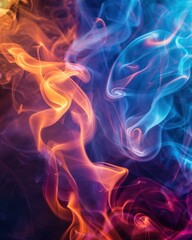 Abstract swirls of colored smoke. AI.
