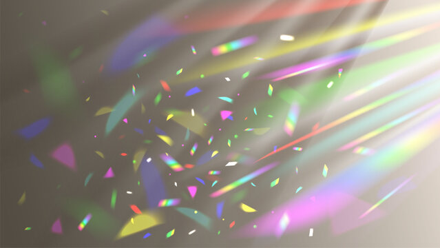 Abstract background gradient rainbow prism reflection sun catcher. Diamond rays refraction. Vector stock illustration.