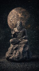 Fototapeta premium Brahma depicted as a grand sculptor, shaping the earth from cosmic clay, Hindu creation mythology