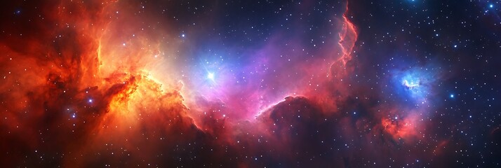 Naklejka premium Space abstract background, futuristic landscape view of colorful galaxy nebulas and stars in endless universe